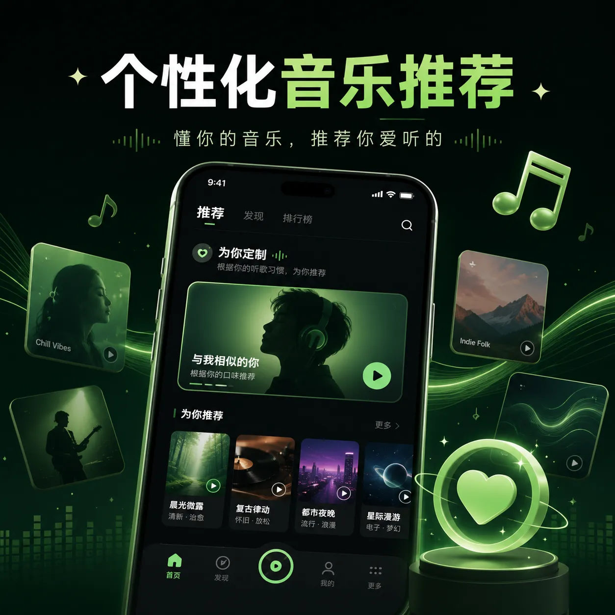 汽水音乐个性化音乐推荐界面
